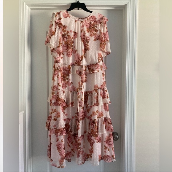 Rachel Parcell Pink Floral Tiered Midi Dress - Picture 4 of 8